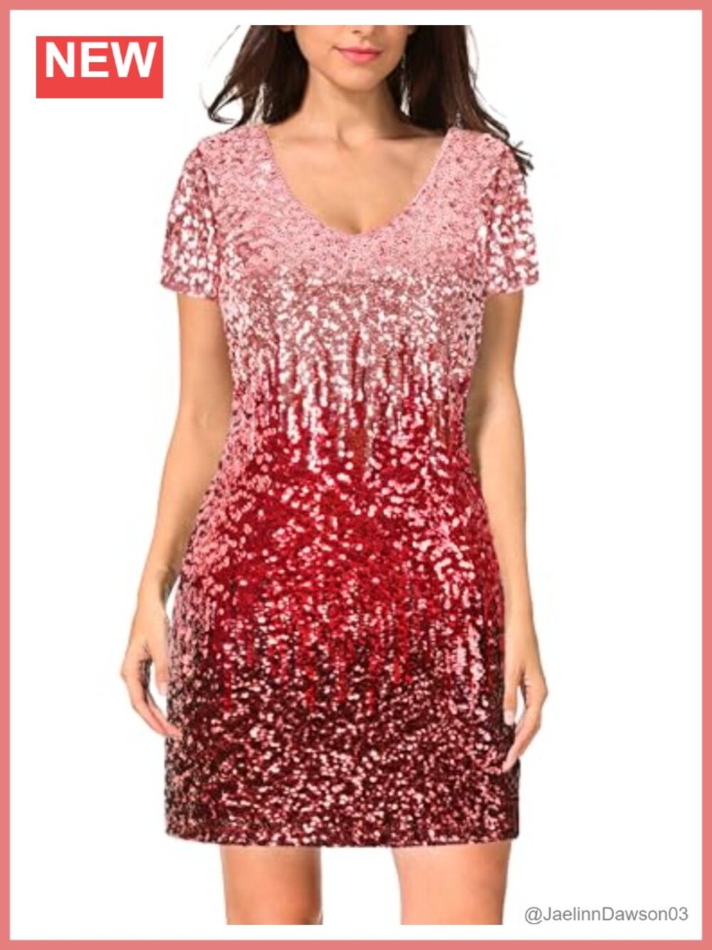 Sequin Glitter V Neck Short Sleeve Bodycon Mini Party Club Dress